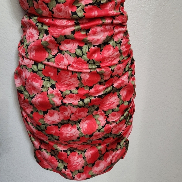 For Love And Lemons Floral Ruched Mini Dress Womens Size Small - Picture 6 of 14